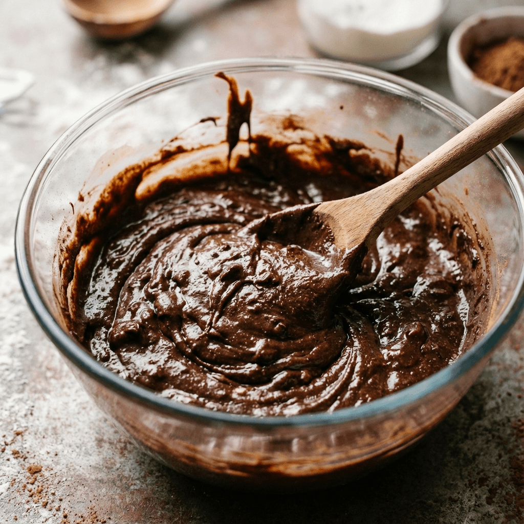 Thick chocolate brownie batter