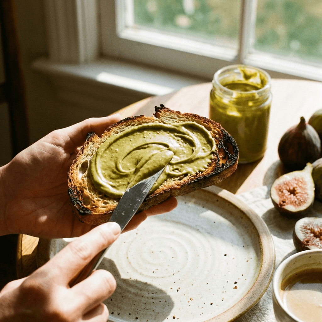 Pistachio butter on toast