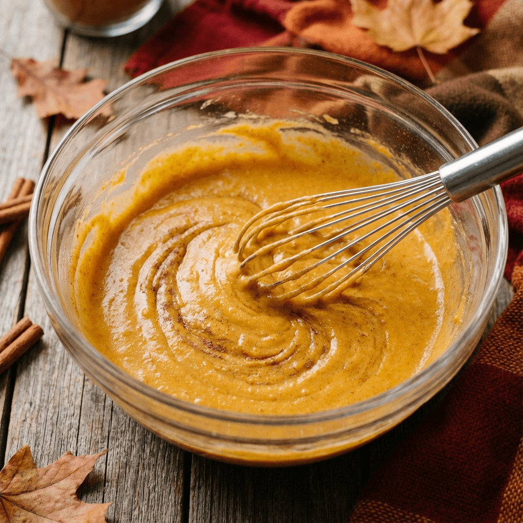 Smooth orange pumpkin cake batter