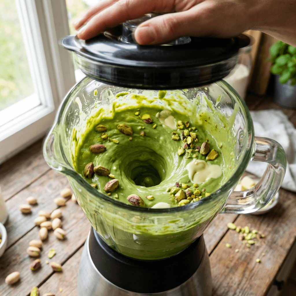 Blending pistachio cream