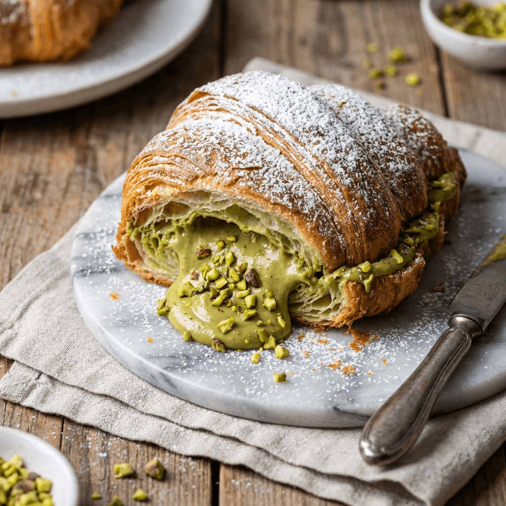Pistachio cream filled croissant