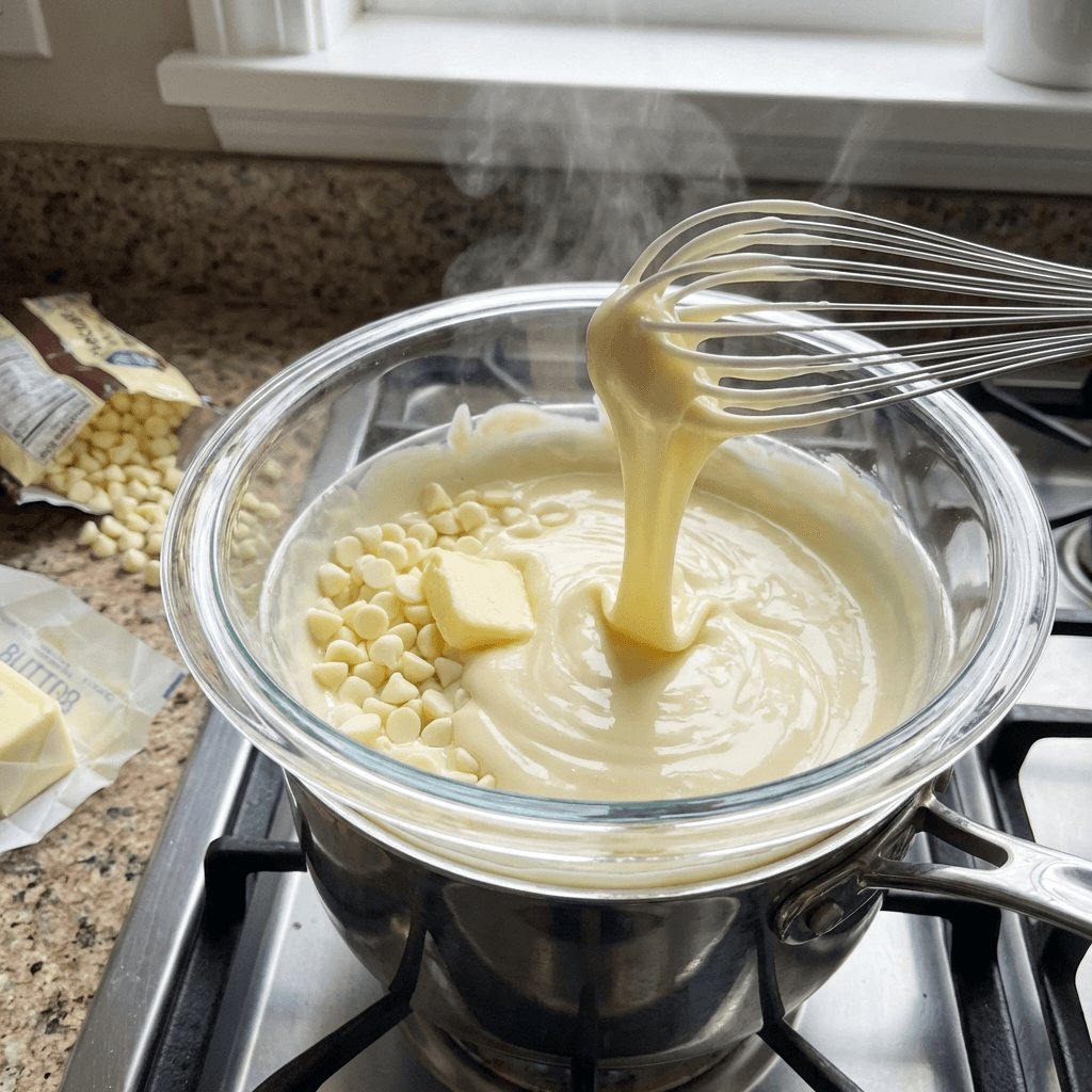 Melting white chocolate